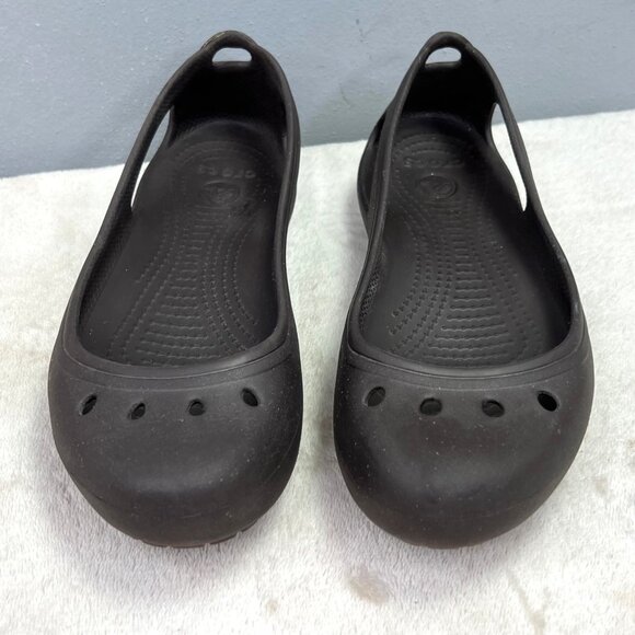 Crocs Kadee Ballet Flats 9 Women Brown Slip On Closed Toe Cutouts Shoes - Picture 2 of 7